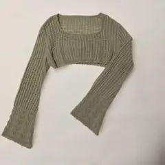 SHEIN ROMWE ショート丈 クロップド かぎ編みニット Sサイズベージュのサムネイル