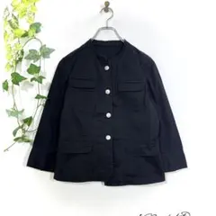 ユニクロ UNIQLO スタンドカラー ジャケット ノーカラー L チャコール