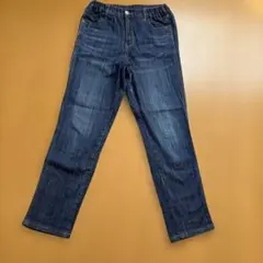 ダークブルー ストレートデニムパンツ
