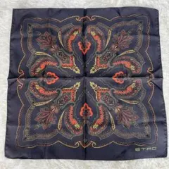 【美品】 ETRO エトロ シルクスカーフ ペイズリー柄 42cm
