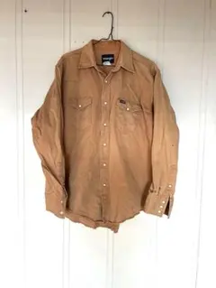 90s Wrangler ウエスタンシャツ ベージュ カーキ 古着 ボロ