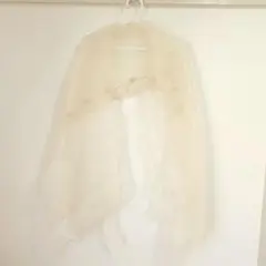 クリーム色 シフォンストール ビーズ刺繍