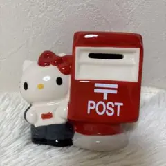 【未使用品】ハローキティ 郵便ポスト 陶器製 貯金箱