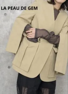la peau de gem　ノーカラー ジャケット LA PEAU DE GEM（ラポドゥジェム）の「【LA PEAU DE GEM