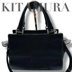 KITAMURA キタムラ ハンドバッグ レザー ネイビー 2way ショルダー