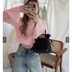 スリット フレアスリーブ ニット カーディガン