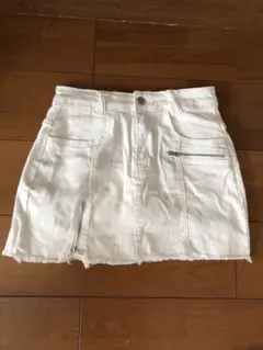 ダメージデニムタイトスカート ミニ ホワイト