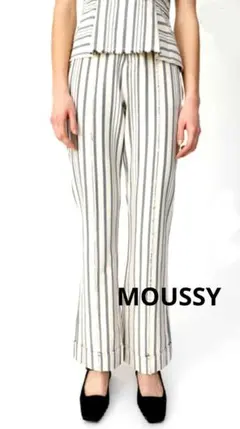 MOUSSY マウジー ストライプ ハイウエスト フレアパンツ アイボリー 1