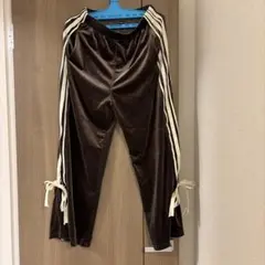 ブラウン ベロア サイドストライプ パンツ