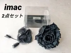 imacイマックコサージュブローチ大小2点セット シック バラ薔薇 黒ブラックのサムネイル
