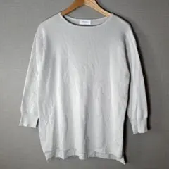 【OPAQUE.CLIP】ロング丈リブニット(M)七分袖 スリット