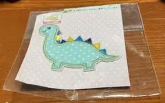 恐竜刺繍ワッペン 水色