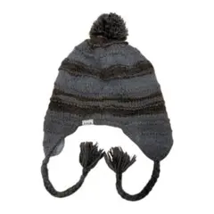 x-nixグレーブラウン/耳付きポンポンニット帽/スノボ