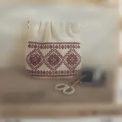 新品未使用　フェリシモ 刺繍・こぎん刺しキット①ばね口ポーチ