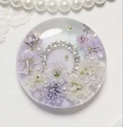 589可憐な♡レジンヘアゴム オーロラパープル ビジューリング