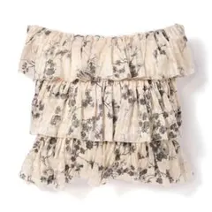 「新品タグ付き」 Francfranc フラワーフリルクッションカバー 050