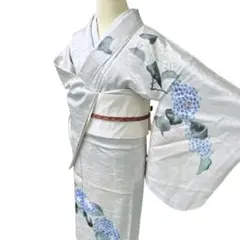 A66愛華 着物 刺繍　訪問着　単衣　おじさい模様　美品　正絹