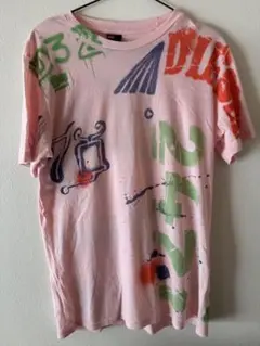 DIESEL ディーゼル グラフィック Tシャツ ピンク ペイント デザイン