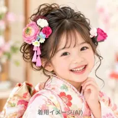 髪飾り 七五三 発表会 ピンク ローズ 花 房飾り子供 女の子