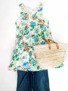 Another edition 花柄 ミニワンピース