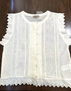 SM2＊サマンサモスモス レース付透かしニットベスト オフホワイト 新品未使用品