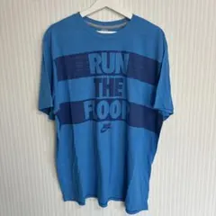 E2361 NIKE RUN THE FLOOR Tシャツ ブルー XXL 古着