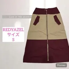 【レディアゼル】REDYAZEL/配色Aラインロングスカート/S/ベージュ/赤