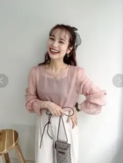 値下げ　jumelle（ジュメロ） シアーブラウス　ピンク　美品のサムネイル