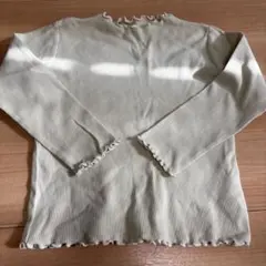 アイボリー リブ編み 長袖カットソー