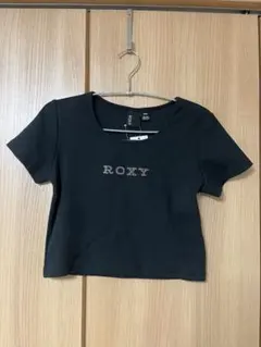 ROXY ラインストーン ロゴ Tシャツ ブラック M