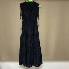 ブラック ノースリーブ ロングワンピース