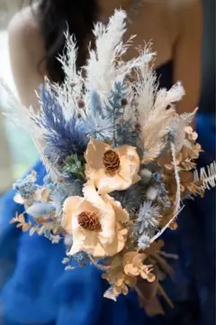 ドライフラワー ブーケ ウェディングブーケ　青 白