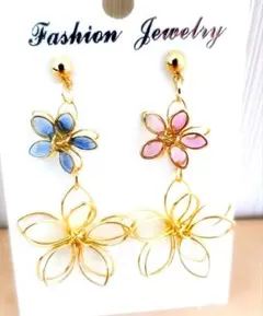 507# ピアス ハンドメイド フラワー レジン 桜 春ピアス 入学式 入園式