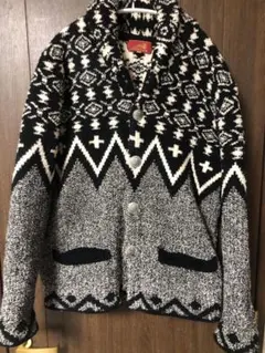 インディアンモーターサイクル　カウチンニット　ジャケット　コンチョボタン　LL