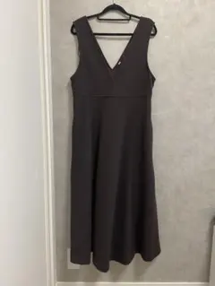 【ユニクロ】ブラッシュドジャージージャンパースカートL ダークブラウン