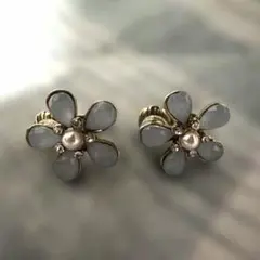 花型 水色 クリップイヤリング