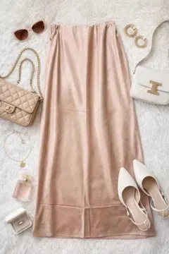 美品☆ローリーズファームLOWRYS FARM サテンロングスカート ピンクF