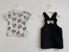 H&M ミニーちゃん ジャンパースカート 75 黒 Tシャツ付き