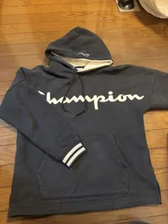 Champion ネイビー フード付きパーカー