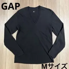 GAP ギャップ　長袖　Tシャツ　ロンT　無地　黒　ブラック　Mサイズ　Vネック