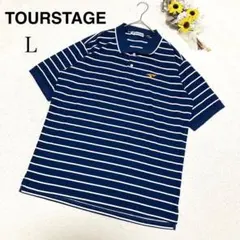 【TOURSTAGE】メンズ ポロシャツ ゴルフ ボーダー柄 スポーツ Lのサムネイル