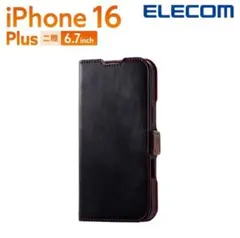 エレコム iPhone16 Plus用 ソフトレザーケース 磁石付 2眼 6.7