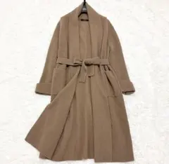 マックスマーラ　ベルデッドニットコート　リブ編み　ヴァージンウール　ブラウン　L