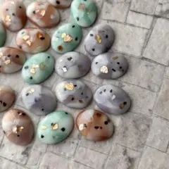 20個/オーバルカボション・マーブルニュアンスデザイン(MIXカラー)