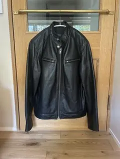 【COLE HAAN】 〈美品〉メンズ 黒 レザーライダースジャケット