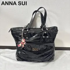 ANNA SUI アナスイ エナメル トートバッグ A4 ブラック ハンドバック