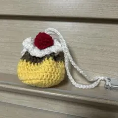 プリン 小物入れ ポーチ 巾着 袋 編み物 ハンドメイド
