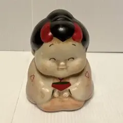 E-4 【希少】昭和レトロ お福さん 鬼 陶器 置物 縁起物 当時物 オブジェ