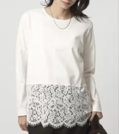 グリーンレーベルリラクシング　裾レースカットソー　人気完売品