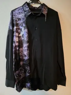 最終価格 axes femme REZEN リゼン 鶴×月プリントシャツ 京紫L